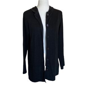 Isabella Bird Hooded Botton Down Sweater Cardigan Black